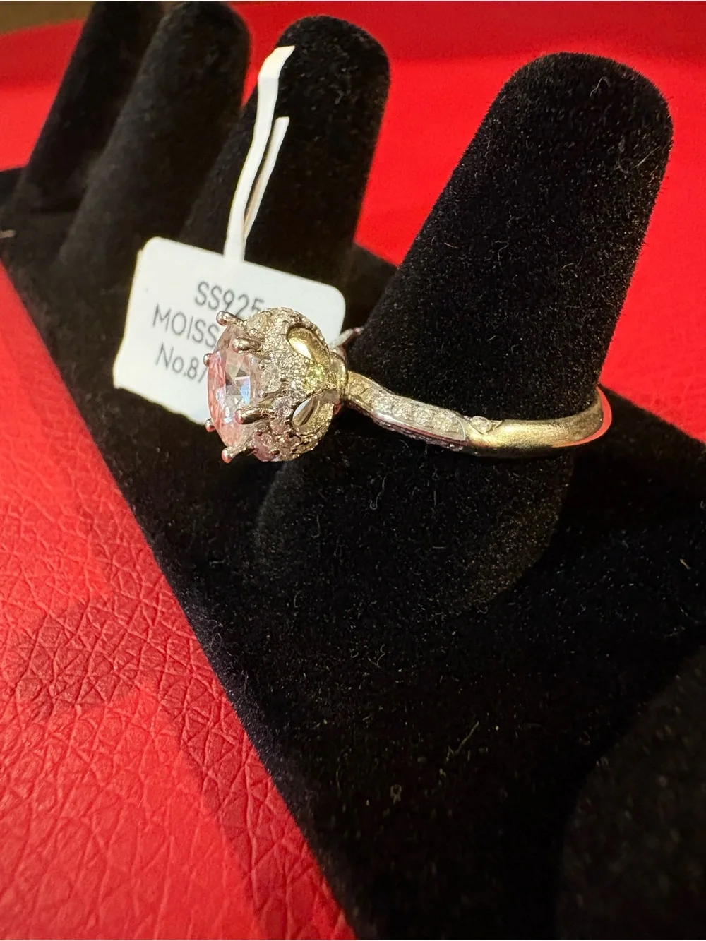 Sterling Silver Moissanite Halo Ring - Clear